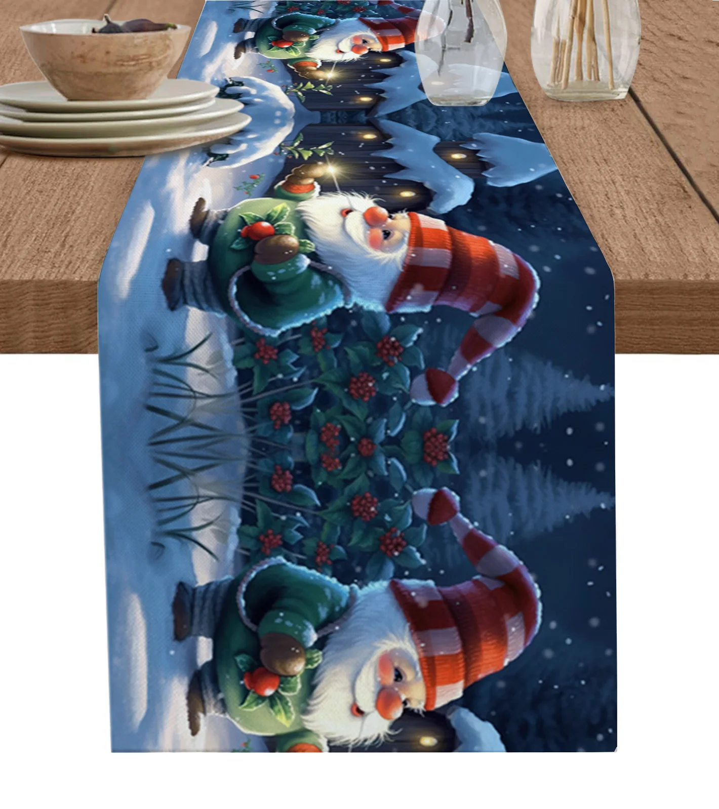 Nani Di Natale Gnomo Snow Linen Runner Decorazione Di Nozze Holiday Kitchen Dining Table Runner Per La Decorazione Della Festa In Casa