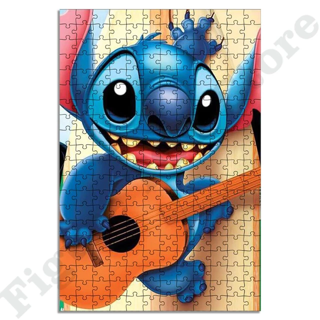 Quebra-cabeças 300/500/1000 pçs puzzles de madeira disney lilo & stitch  parede arte cartaz