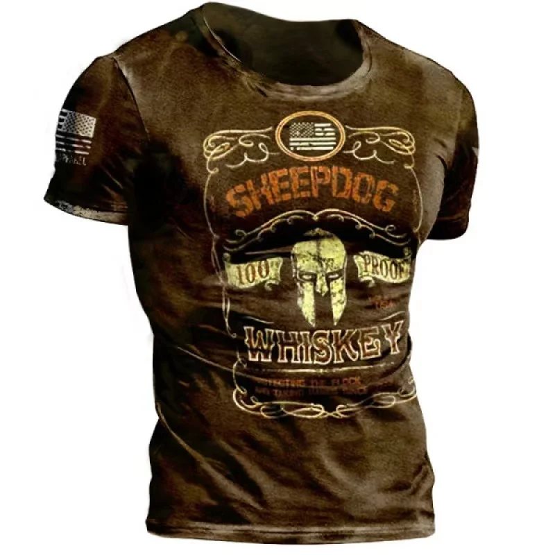 3D Skull Vintage Print T Shirt Men 