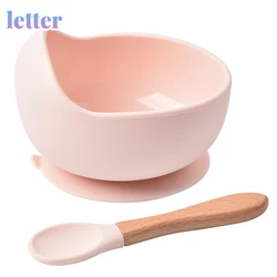 Cuenco de silicona para bebé, vajilla de alimentación, cuchara, tazón de succión impermeable, juego de platos de silicona, utensilios de cocina