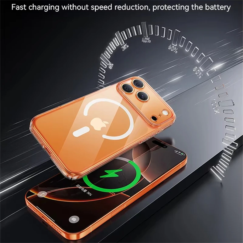 รูปสินค้า เคส TPU ใสป้องกันเหลือง แม่เหล็ก Magsafe สำหรับ iPhone 17/16/15/14/13/12 Pro Max Plus