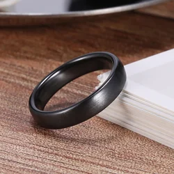 Elegant Black Brushed Ceramic Wedding & Engagement Ring - Unisex Jewelry, Plus Sizes Available - 8 (Brushed 4mm)