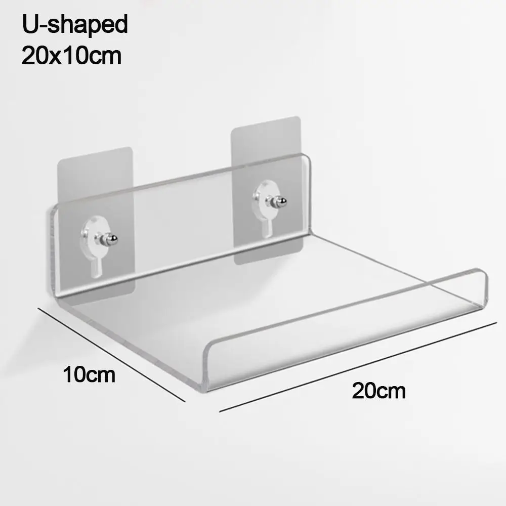 Bathroom Transparent Shelf Wall Free-Punch Storage Rack Durable Cosmetic Storage Bookshelf Partition Cabinet Organizer
