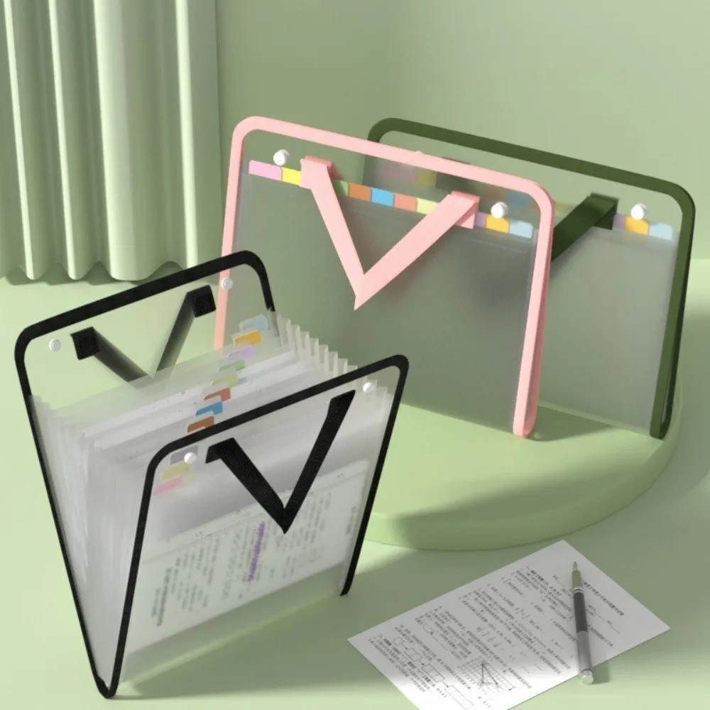 Portable 13-Layers Document Storage Bag Waterproof Large Capacity Hand-held Folder Transparent Document Pouch School Supplies