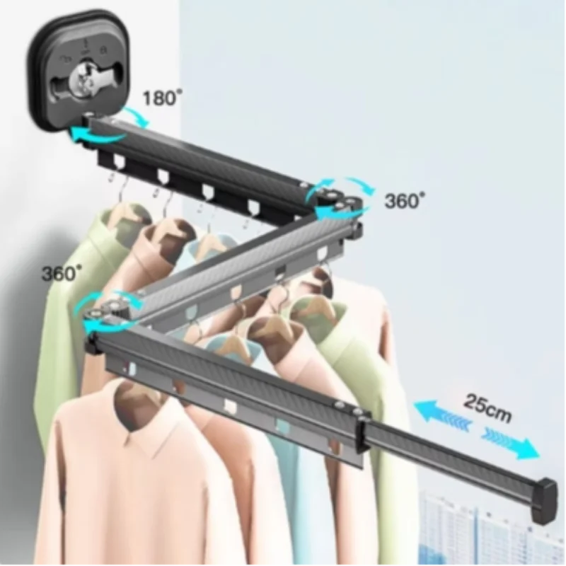 Suction Cup Folding Clothes Rack Indoor Retractable Space Saving Home Laundry Line Wall Hanging