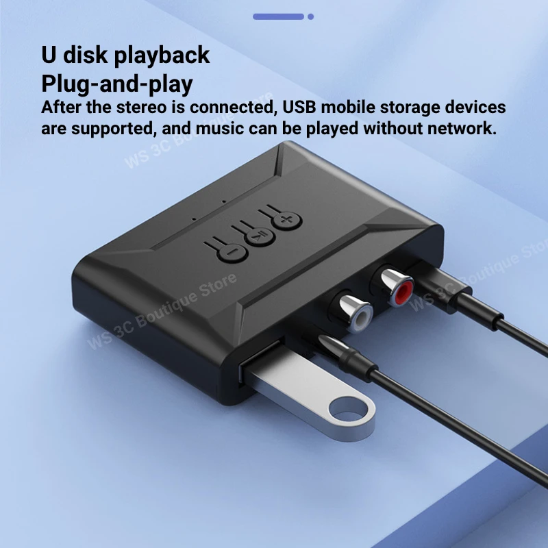 Bluetooth 5.4 Audio Receiver 3.5mm AUX RCA USB U-Disk Stereo Music Wireless Audio Adapter For PC TV Car Kit Speaker Amplifier bluetooth adapter bluetooth audio receiver audio adapter