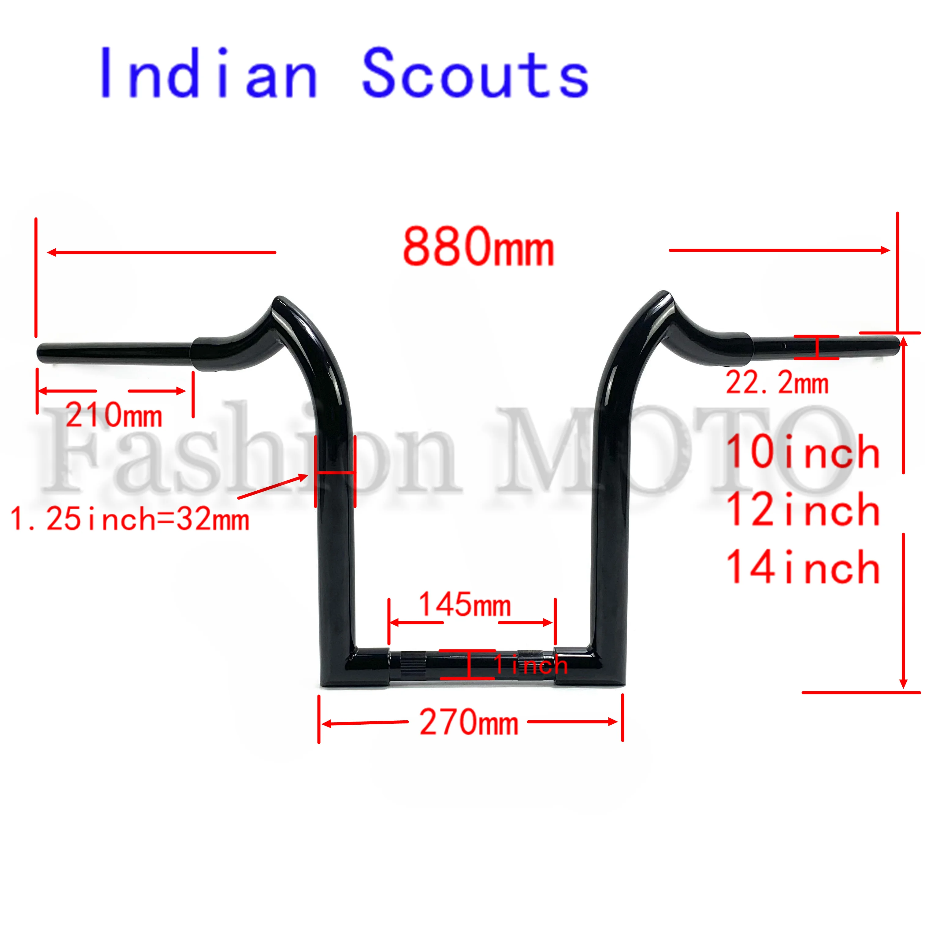 Motorcycle 1-1/4 inch Goat horn Handlebar 10