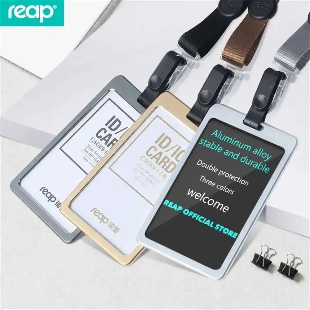 수직 Reap 6851s 이름 알루미늄 합금 명함 배지 홀더 개폐식 끈 스트랩