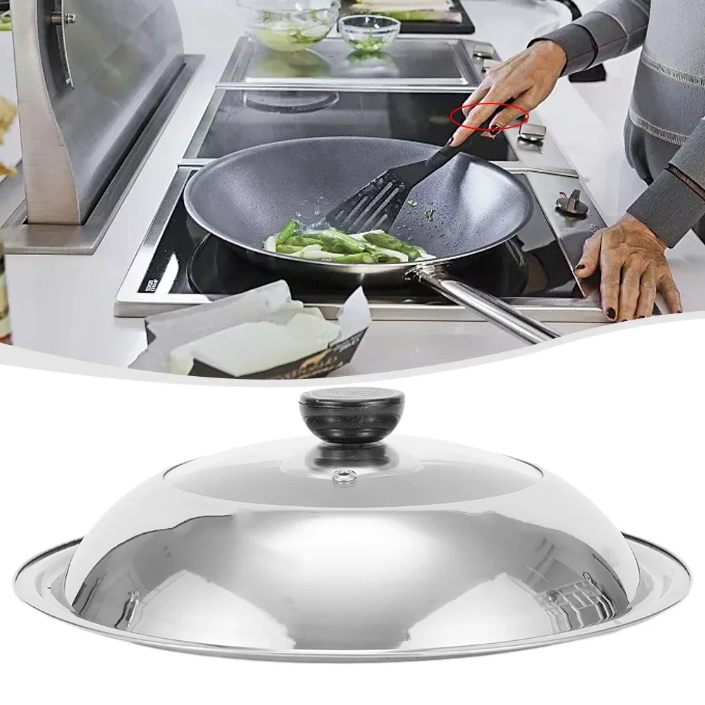 

Wok Lid Pot Lid With Knob 30CM 32CM 34CM 36CM 38CM Kitchen Supplies Stainless Steel Pot Lid Visible Combined Wok Cover Brand New