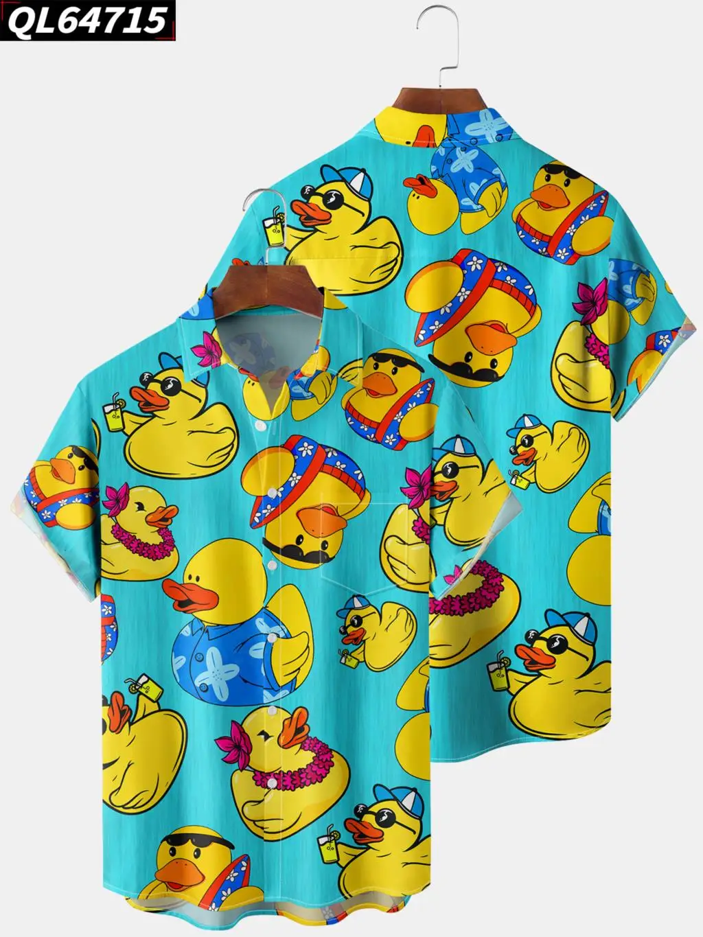 

Hawaiian Summer Men's Shirts Fashion Yellow Duck Clothing Button Shirt for Man 2023 Casual Beach Party T-shirts High Quality