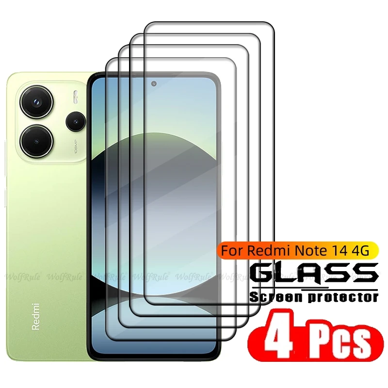 4-Pack Premium Tempered Glass Screen Protector, 9H Hardness, HD Full Cover, Full Adhesive