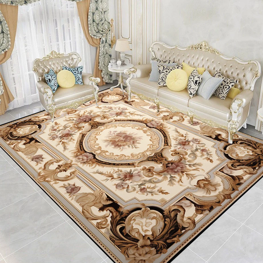 European Style Flower Carpet for Living Room Bedroom Anti-Slip Floor Mat Fashion Carpet Area Rugs