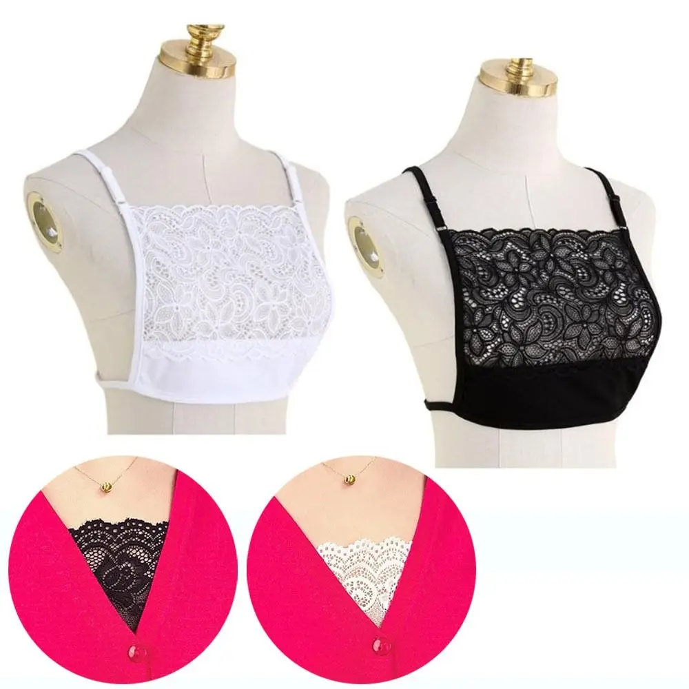 Lace Camisole Tops Women Lingerie Bra Women's Lace Cleavage Cover Camisole Breathable Invisible Mock Camisole Bras Solid Color Overlay Modesty Panel Vest