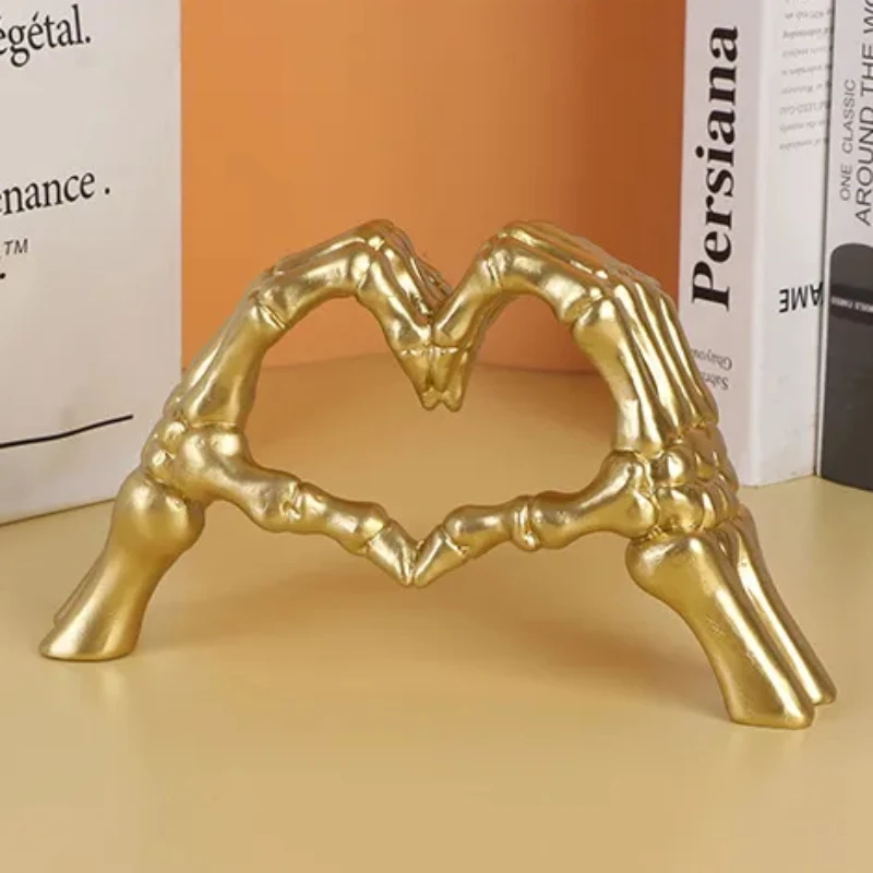 

Home Decoration Heart Gesture Statue Abstract Skeleton Hand Sculpture & Figurine Crafts Desk Ornament Halloween Party Decoration