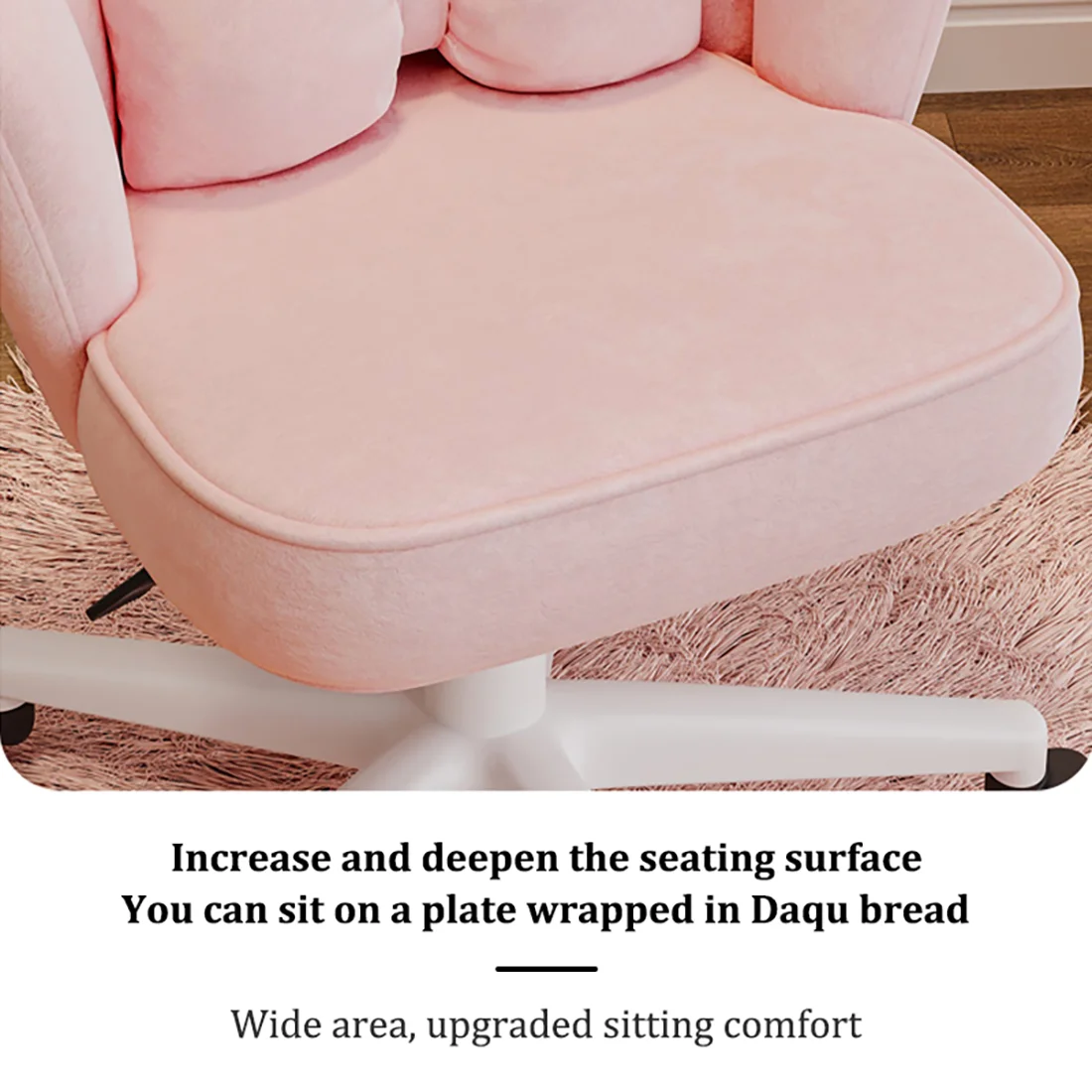 Cute Petal Desk Chair Velvet Home Office Butterfly Chairs with Bow Cushion Makeup Vanity Chair for Bedroom Computer Task Chairs 4