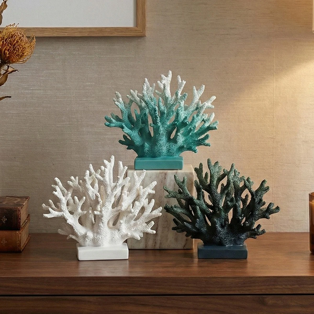 Nautical Decor Accent: Artificial Coral Resin Sculpture