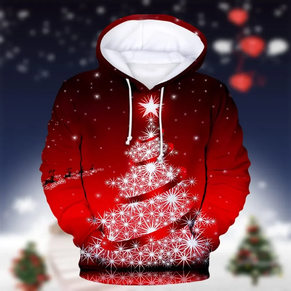 

2023 Santa Claus Hooded Shirt Sweatshirt 3D Christmas Tree Printed