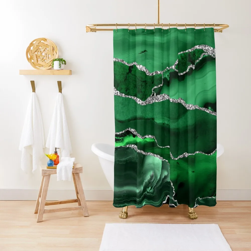 

Emerald Green Faux Marble And Agate TextureShower Curtain For Shower Modern Showers For Bathroom Bathroom For Shower Curtain