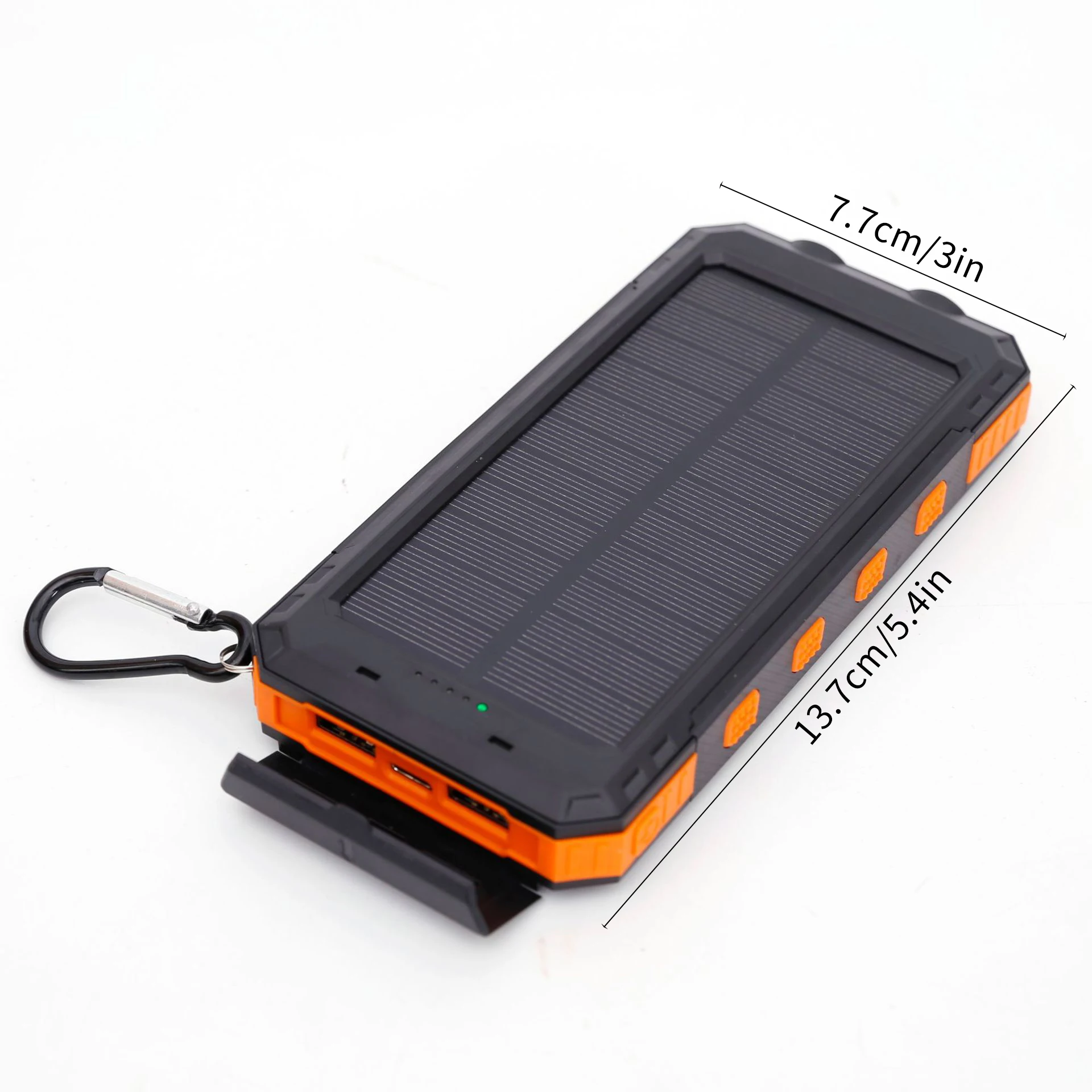 1PC Solar Charger Power Bank 20000mAh Portable External Battery Pack 5V Fast ChargingSuper Bright Flashlight Panel Charging