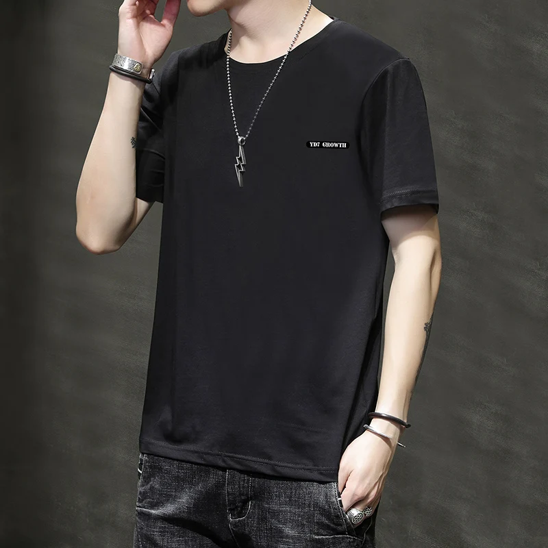 

Summer New Short sleeved T-shirt Trendy and Fashionable Round Neck T-shirt Youth Leisure Sports Versatile Clothing 5589