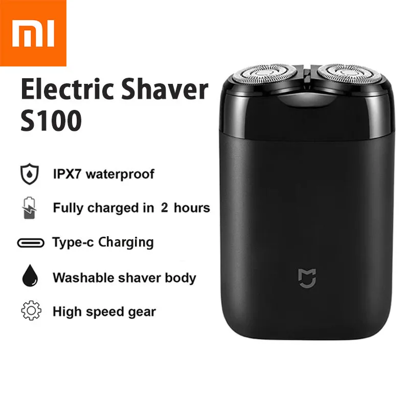 

Xiaomi Mijia Electric Shaver S100 Portable Men Razor Beard Trimmer IPX7 Dual Blade Razor USB Rechargeable Shaving Machine