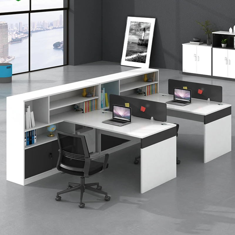 Office furniture is minimalist, modern partition, staff desk for 2/4 to 6 people, office desk for 2 people, finance modern bjflamingo office furniture staff office partition desk 4 people seats