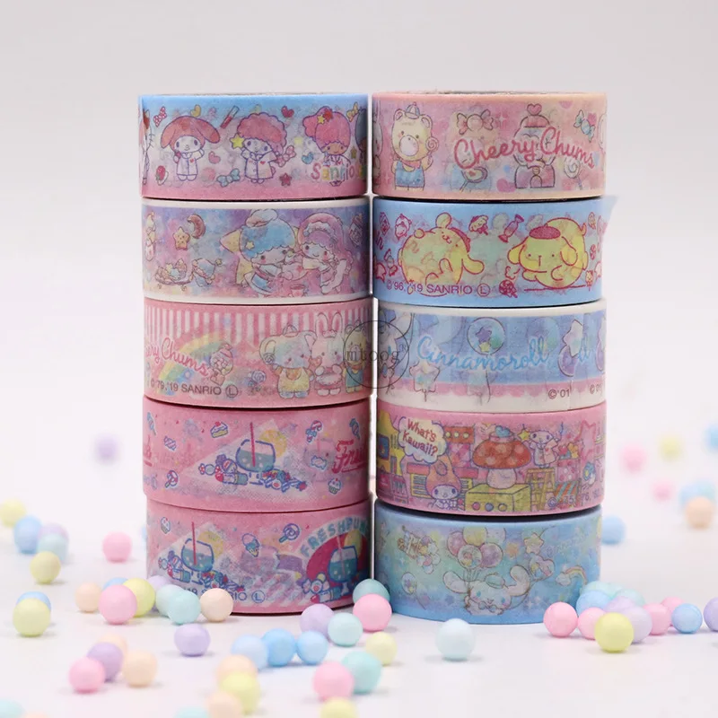 

Sanrio Cartoon Tape Stickers Gemini Pudding Dog Big-eared Bear Cute Hand Account Decoration Material Stickers Girl Toys