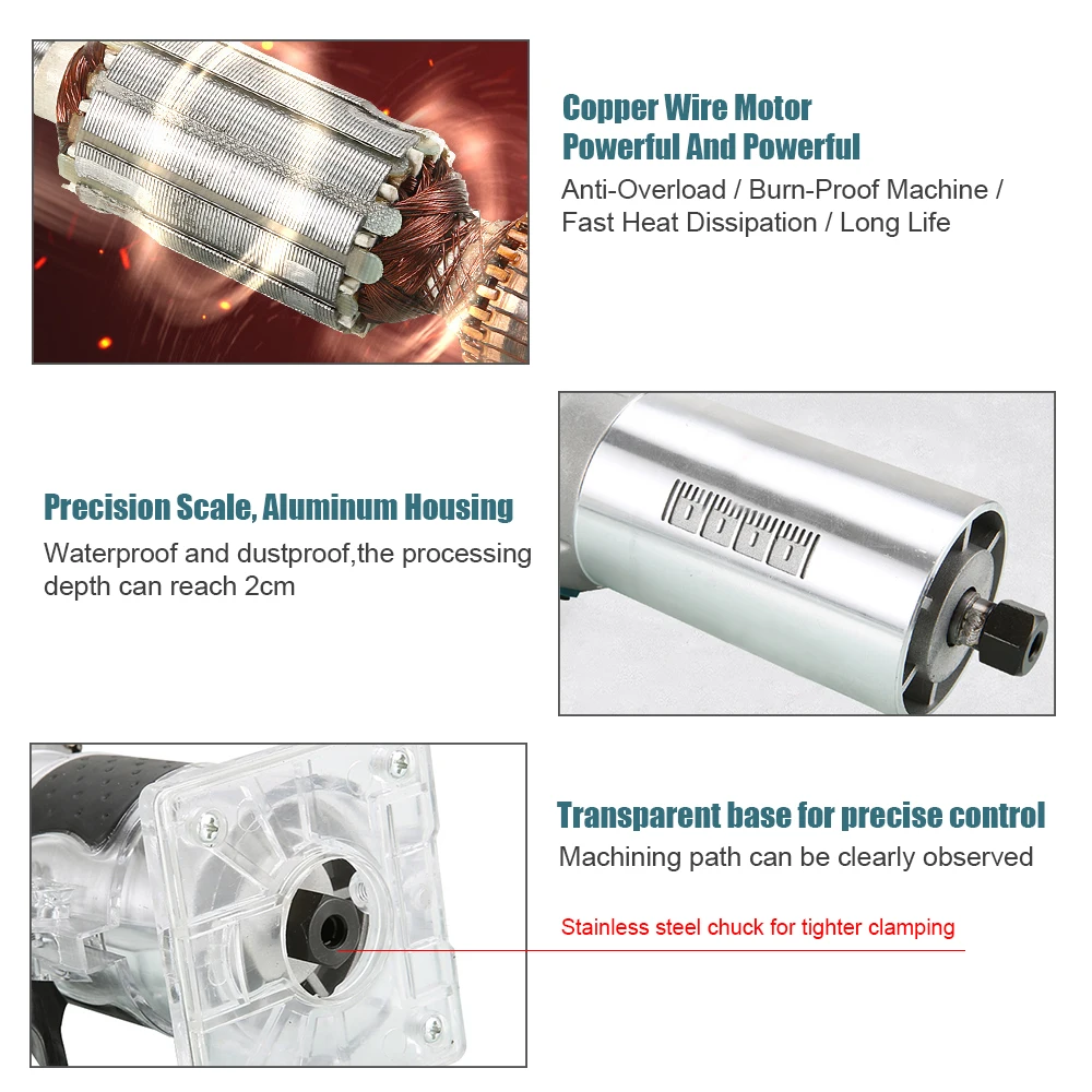 Woodworking Electric Trimmer 800W Carving Power Tools