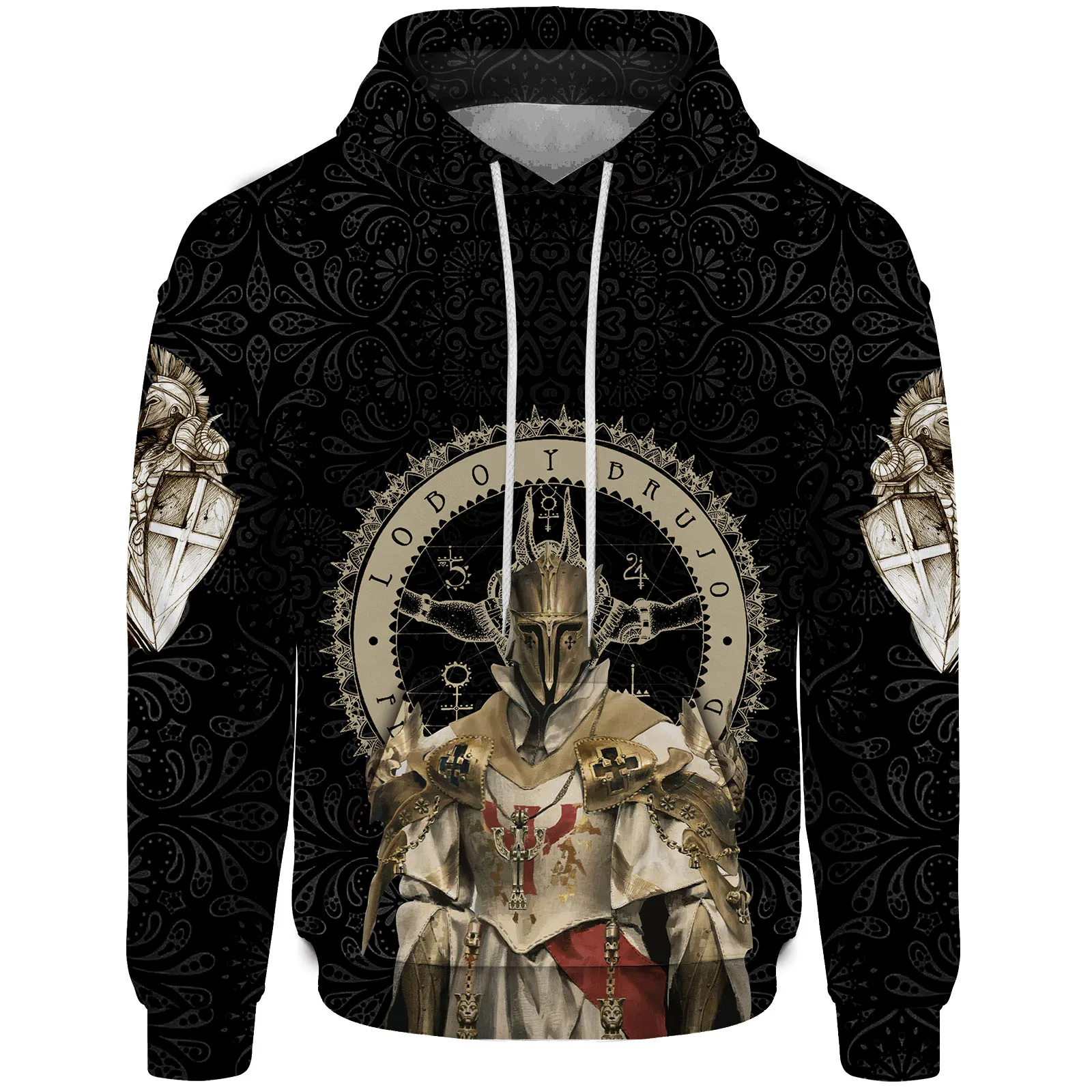 thumbnail image 1 of Sudadera con capucha para hombre de Knight, cómoda y duradera, con estampado digital 3D de la cruz del Papa, con capucha católica fresca, sitio web oficial, 1 of 5