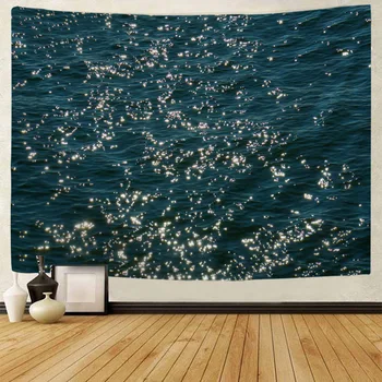 Tapisserie de mer scintillante, tissu mural suspendu, décoration murale de chambre à coucher, tapis de pique-nique en plein air, draps de plage 1