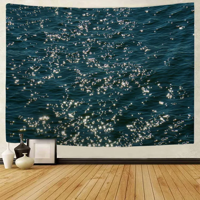 Tapisserie de mer scintillante, tissu mural suspendu, décoration murale de chambre à coucher, tapis de pique-nique en plein air, draps de plage 1