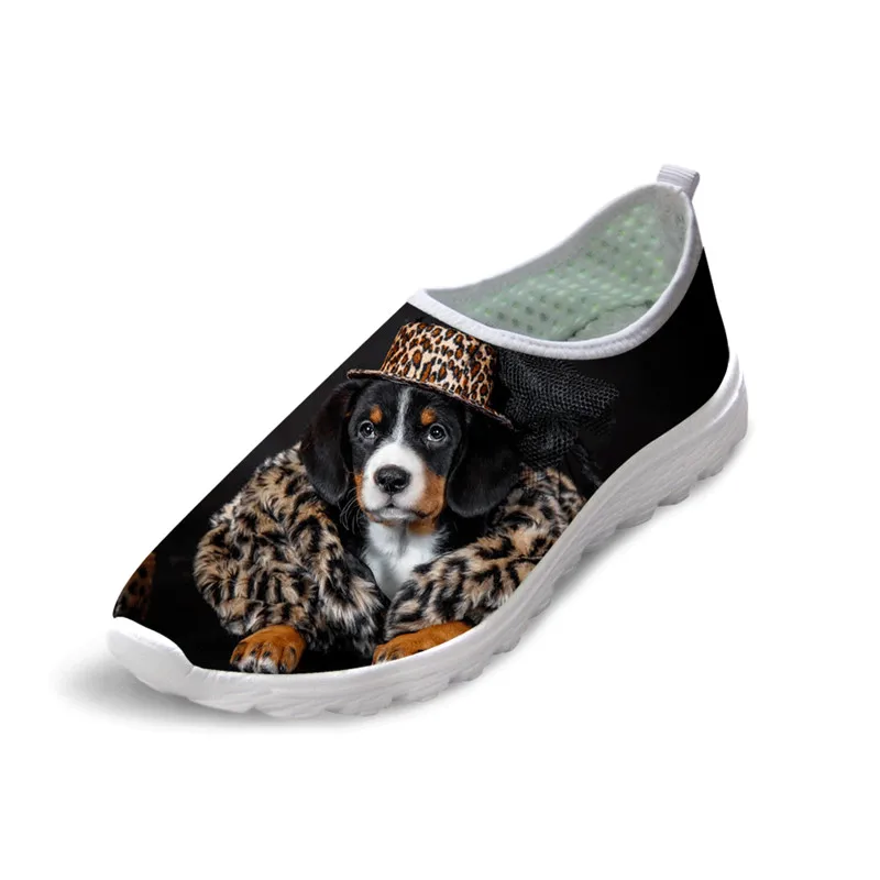 Bernese Mountain Dog printed Mesh breathable Summer women's shoes comfortable white flats sneakers women Summer gympen dames