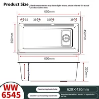 อ่างล้างจานสแตนเลส 304 แบบน้ำตก อเนกประสงค์ สีเงิน ทนรอยขีดข่วนและการสึกหรอ ขนาดใหญ่ แบบช่องเดียว ติดตั้งใต้เคาน์เตอร์ 6