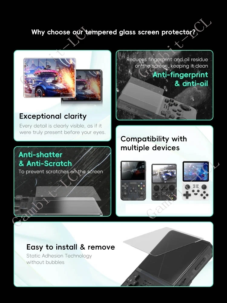 Premium Tempered Glass Screen Protector for Retro Game Consoles (2-4 Pack)
