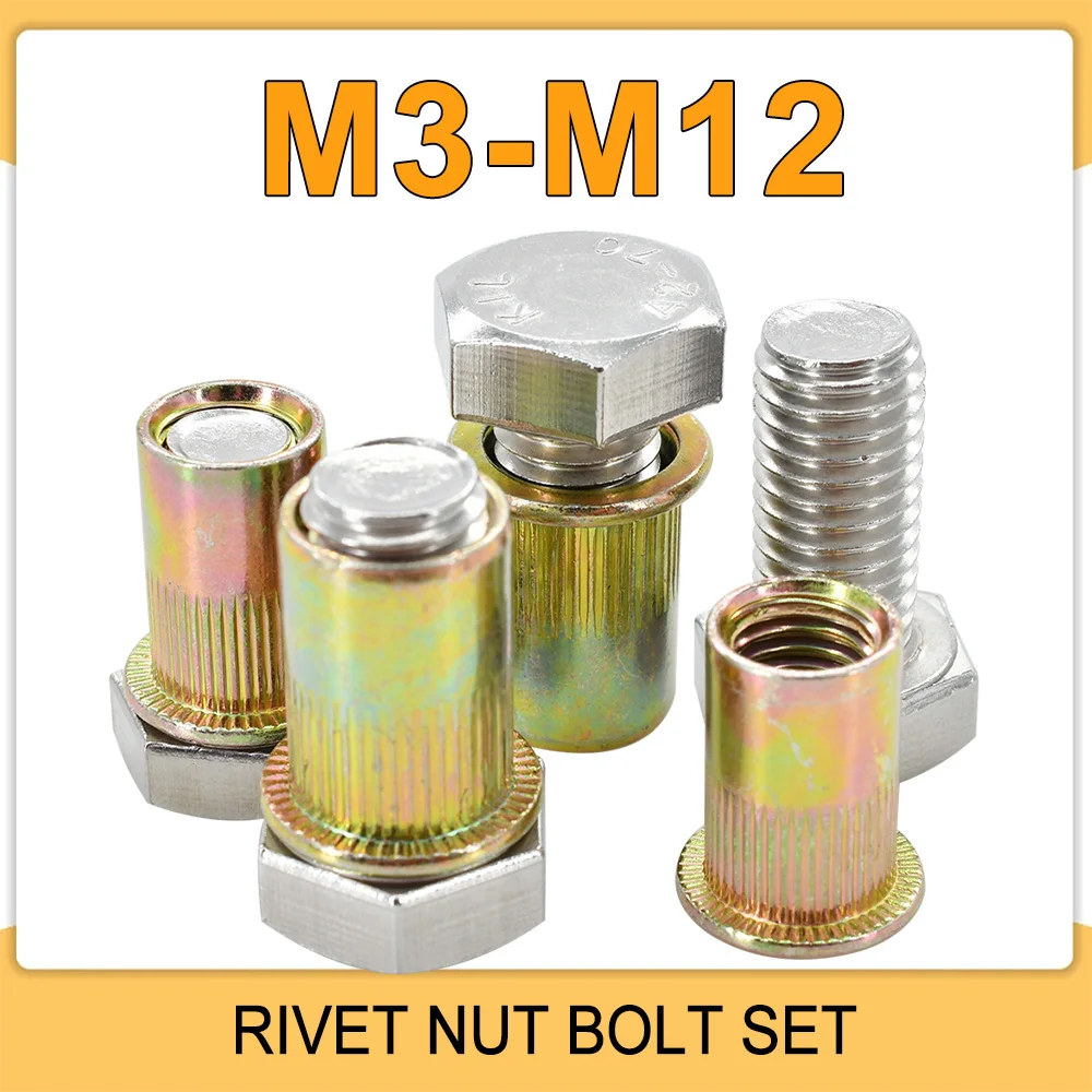 

Carbon Steel Rivetnut Zinc Plated Rivet Nut Insert Threaded Screw Bolt Set 304 Stainless Steel Hexagonal Bolt External Hex Nuts