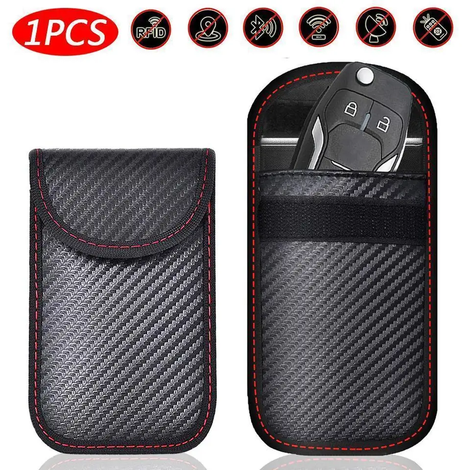 Bolsa Faraday para llave de coche, caja de protección de señal de llave de  coche, caja de cuero antirrobo, caja de control remoto con gancho y llavero  (rojo) Feliz Sencillez