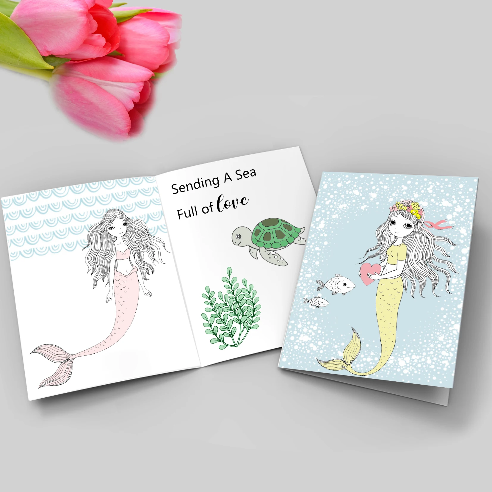 Bella Sirena/Piccola Tartaruga Francobolli Scrapbooking Artigianato Decorare Album Fotografico Carte Per Goffratura Fare Timbri Trasparenti Nuovo