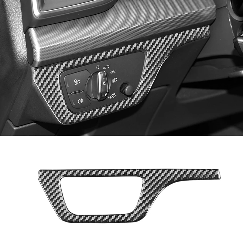 

Накладка на панель переключателя фар, декоративная наклейка на рамку, углеродное волокно для Q5 2018-2023, аксессуары для интерьера