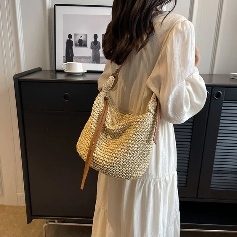 Borsa A Tracolla Intrecciata Vintage In Paglia Intagliata, Borsa A Spalla In Rattan Fatta A Mano Per Le Donne, Borsa Boho Intrecciata A Mano Di Bali, Spalla Per Viaggi In Spiaggia