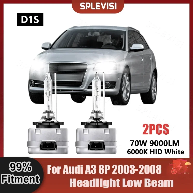 

2PCS 6000K White D1S Low Beam Xenon Light Bulbs Plug And Play 9000LM 70W 9V-16V For Audi A3 8P 2003 2004 2005 2006 2007 2008