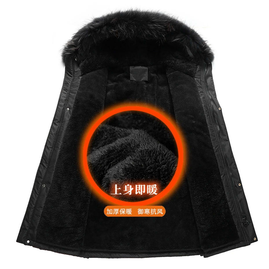 Winter Long Parkas Men Thick Fleece Jacket Coat Plus Size 10XL Fashion Casual Cargo Parkas Male Outerwear Big Size 10XL