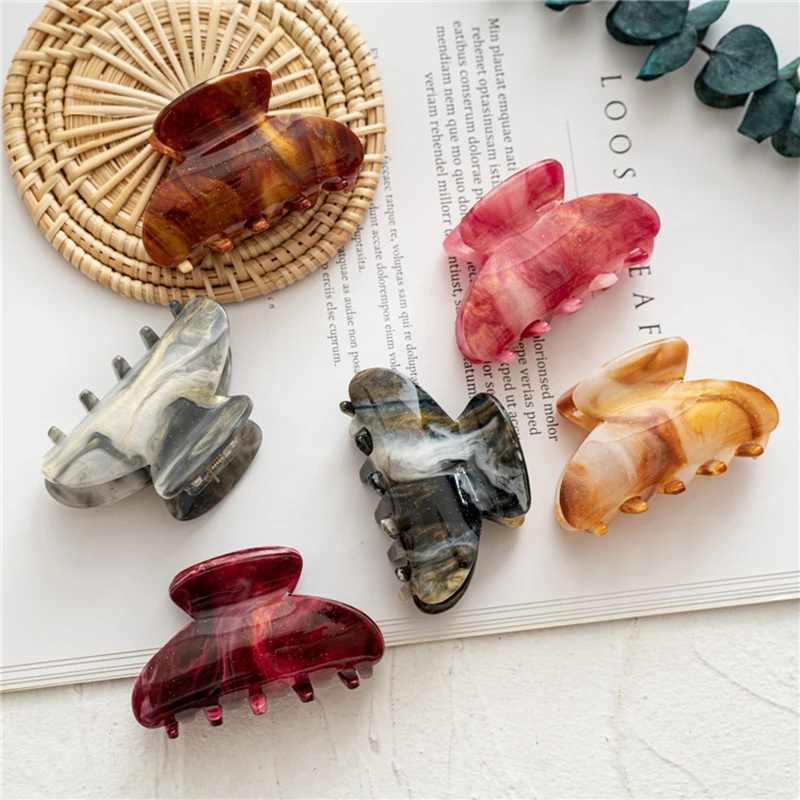 

New Women Girls Vintage Elegant Sky Small Acrylic Hair Claws Geometric Hair Clips Headband Fashion Hair Accessories Tools