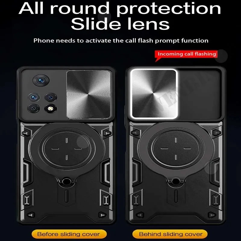Case For OPPO Reno 8T A98 A53 A52 A17 A16 Realme 10 Pro C55 Magnetic rotating sliding camera 360 Rotate Kickstand Case Cover_voghion.com