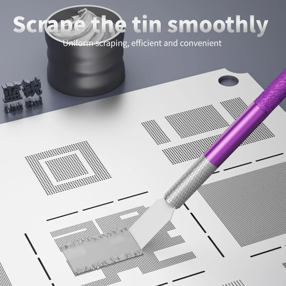 Lanrui AK 프로스트 블레이드 세라믹 주석 스크레이퍼 나이프 솔더 페이스트 PCB Reballing 휴대 전화 수리 도구 용 비자 성 핸들