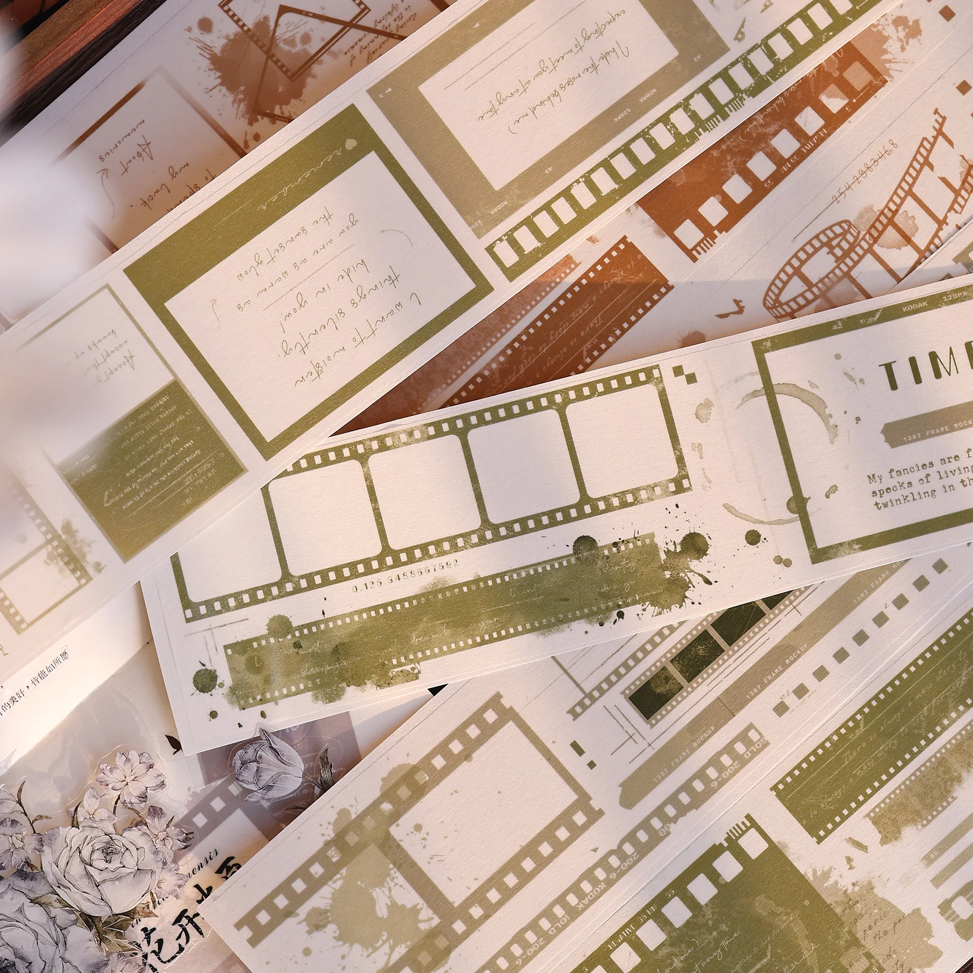 빈티지 다채로운 필름 백킹 와시 PET 저널 북 스티커 테이프