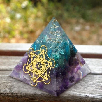Orgonite Seven Chakra Energy Pyramid Aura Divination Supplies Yoga Meditation Ornaments Resin Craft EMF Protection Lucky Stone 4