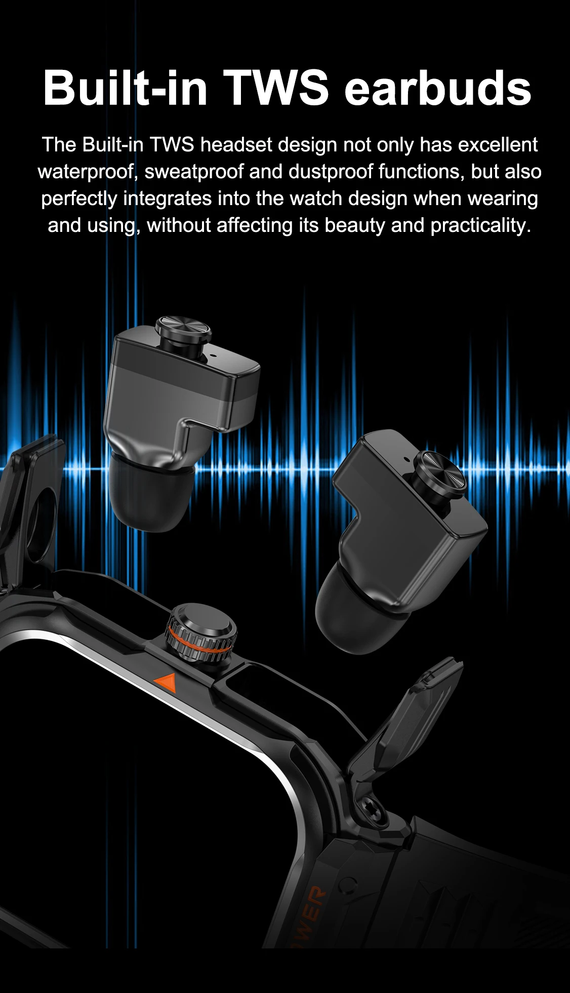 Smart Watch GT55 TWS Headset 2 In 1 Wireless Bluetooth Dual Earbuds Call Health Monitor Sport Music Earphone Smartwatch 6