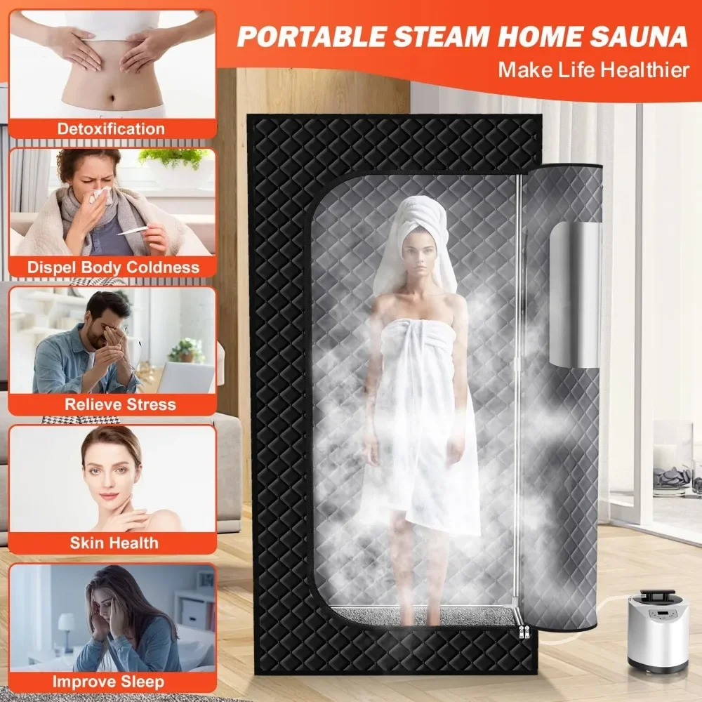 Portable Sauna for Home, Full Size Steam Sauna Tent with 3L 1200W Large Capacity Steamer and Remote Control, Personal Steam Room 6