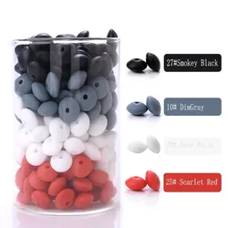 Set of 50 Silicone Spacer Beads for DIY Newborn Nursing Accessories and Teething Toys - BPA Free (Style 7)