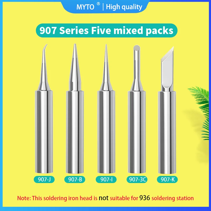 MYTO GJ Universal 907 Soldering Iron Tips 5 Mixed 907-I/K/3C/B/J 60W Constant Temperature Internal Heating Welding head soldering iron soldering iron tips